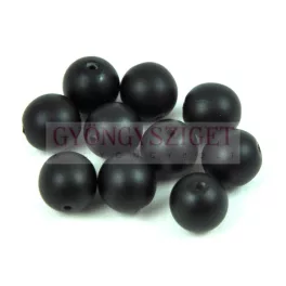 Czech pressed glass round bead - Jet Matt - 8mm