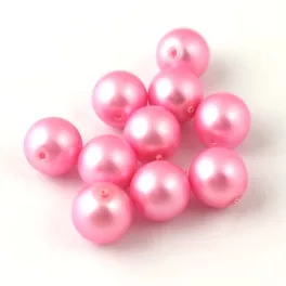   Czech Pressed Round Glass Bead -  Matte Pearl Powder Pink - 8mm