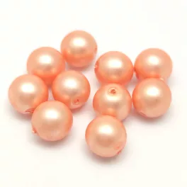 Czech Pressed Round Glass Bead - Matte Pearl Peach - 8mm