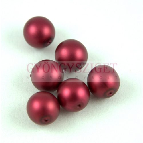 Czech Pressed Round Glass Bead - Matte Pearl Bordeaux - 8mm