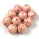 Cseh préselt golyó gyöngy - Alabaster Travertine Light Salmon Spotted - 8mm