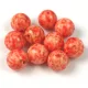 Czech Pressed Round Glass Bead - Alabaster Travertine Orange Spotted - 8mm