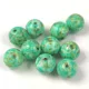 Cseh préselt golyó gyöngy - Alabaster Travertine Turquoise Spotted - 8mm