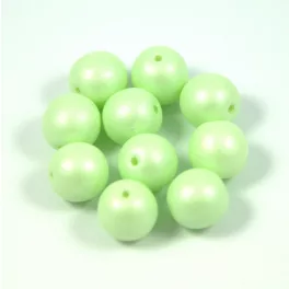   Czech Pressed Round Glass Bead - luminous pastel light green - 8mm