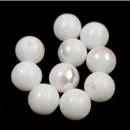 Czech Pressed Round Glass Bead - Alabaster AB - 8mm