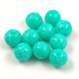   Czech Pressed Round Glass Bead - Alabaster Turquoise Green Spotted - 8mm