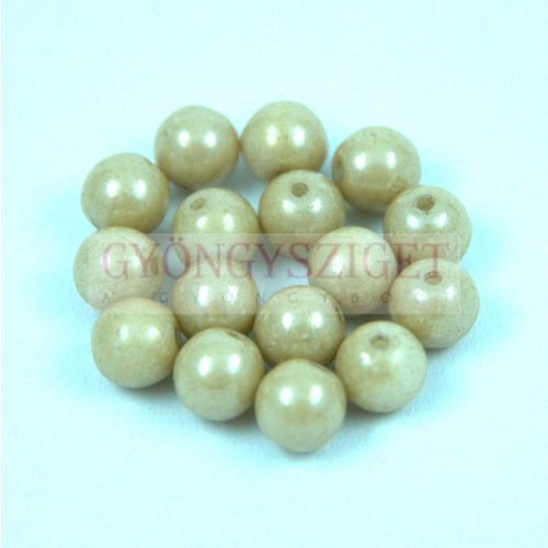 Czech Pressed Round Glass Bead - white Latte luster - 8mm