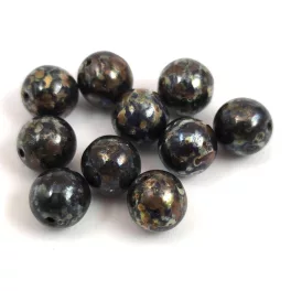 Czech Pressed Round Glass Bead - Beige Picasso - 8mm