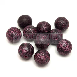 Czech Pressed Round Glass Bead - Etched Jet Purple - 8mm
