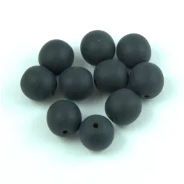 Czech Pressed Round Glass Bead - Matt Jet - 8mm