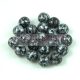 Czech Pressed Round Glass Bead - Jet Silver Patina - 8mm