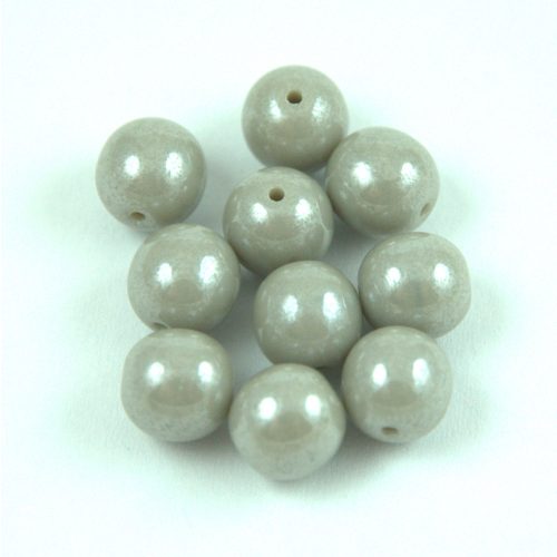 Czech Pressed Round Glass Bead - Opaque Gray Luster - 8mm