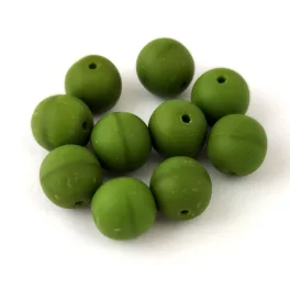 Czech Pressed Round Glass Bead - Pea Green Matt - 8mm