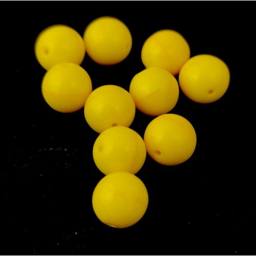 Czech Pressed Round Glass Bead - Opaque Jonquil Luster - 8mm