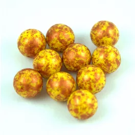   Czech Pressed Round Glass Bead - Opaque Jonquil Copper Patina - 8mm