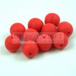 Czech Pressed Round Glass Bead - Matt Red - 8mm