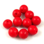 Czech Pressed Round Glass Bead - Opaque Red  - 8mm