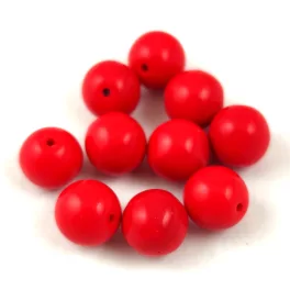 Czech Pressed Round Glass Bead - Opaque Red  - 8mm