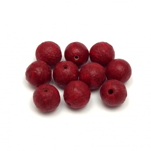 Czech Pressed Round Glass Bead - Etched Red - 8mm