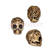 Fémgyöngy - Rose Skull - antik arany színű