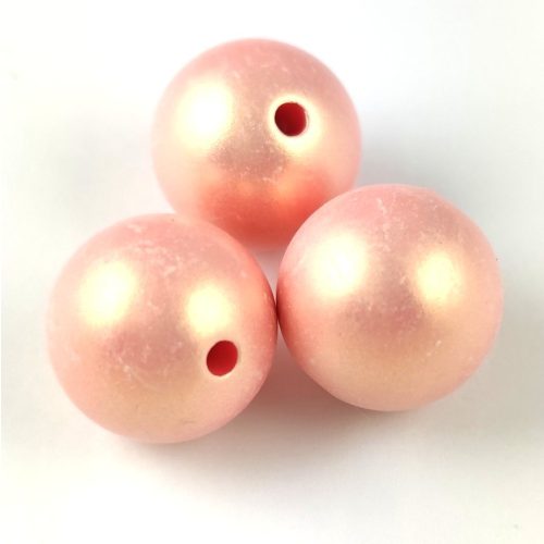 Imitation pearl acrylic round bead - Silk Satin Pink - 18mm