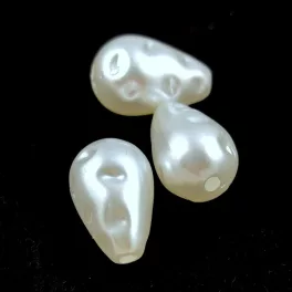 Tekla akril csepp gyöngy - Pearl White - 15x10mm