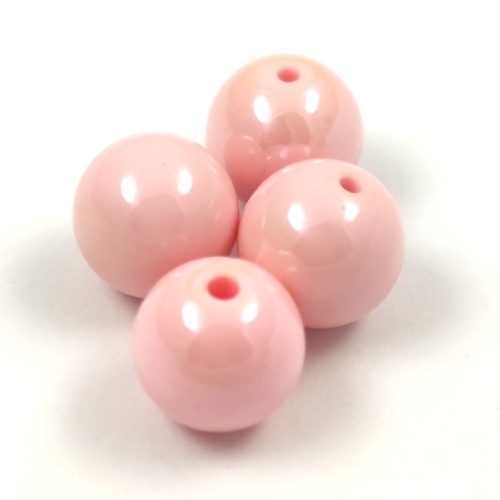Imitation pearl acrylic round bead - Pastel Pink Luster - 14mm