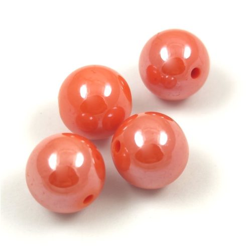 Imitation pearl acrylic round bead - Pastel Orange Luster - 14mm