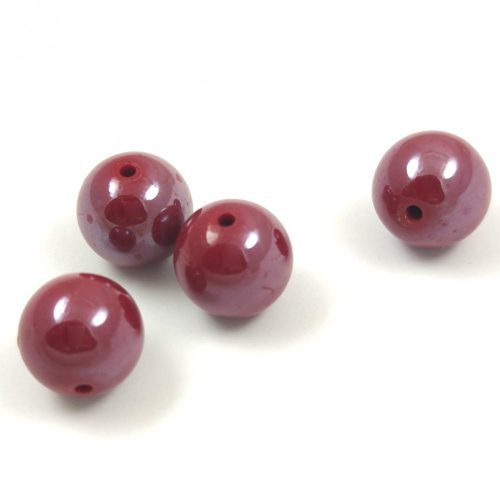 Imitation pearl acrylic round bead - Pastel Bordeaux Luster - 14mm
