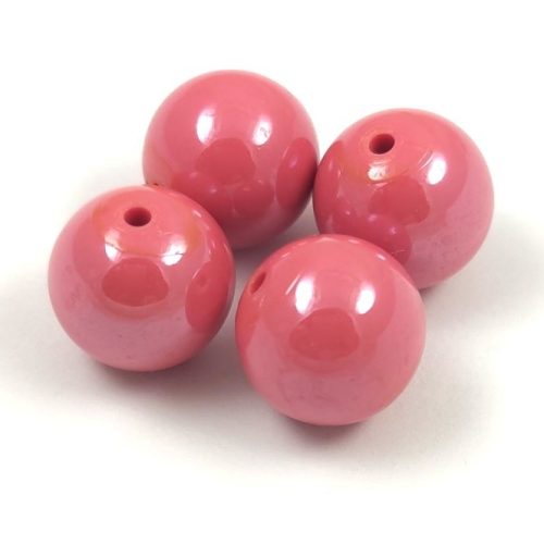 Imitation pearl acrylic round bead - Powder Pink Luster - 14mm