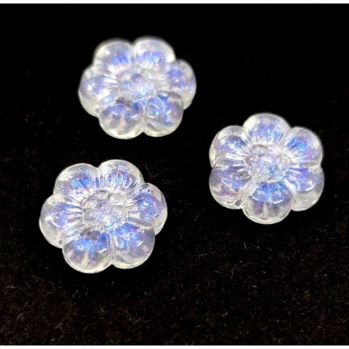 Acrylic flower bead - Crystal AB -  13 x 12 x 4 mm