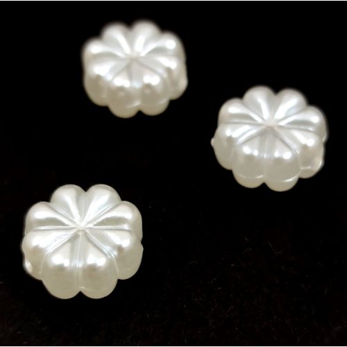 Akril fánk gyöngy - White Pearl - 13 x 14 x 6 mm