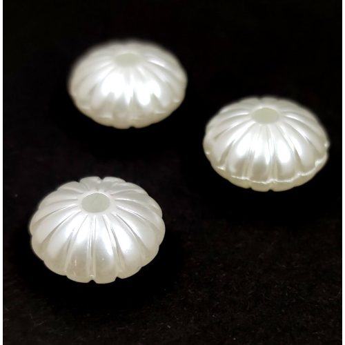 Acrylic donut bead - White Pearl - 14x8mm