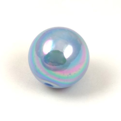 Imitation pearl acrylic round bead - Light Blue Iris - 20mm