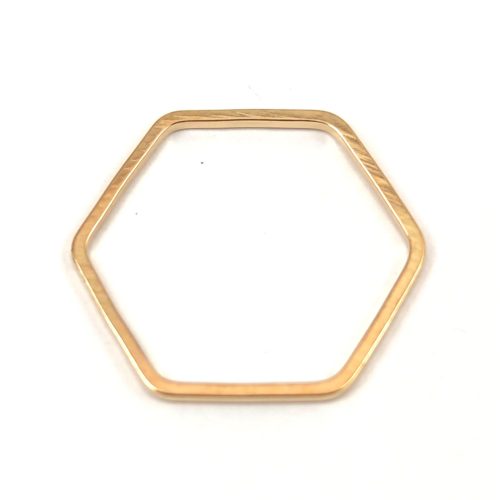 Köztes elem - fém (réz) hatszög - arany színű -  20x22.5mm