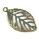 Pendant - Leaf - Antique Brass Colour with Green Tarnish Paint - 49x27mm