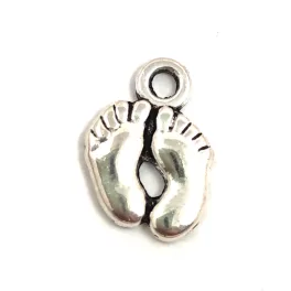 Pendant - Baby Feet - Silver Colour - 14x10mm