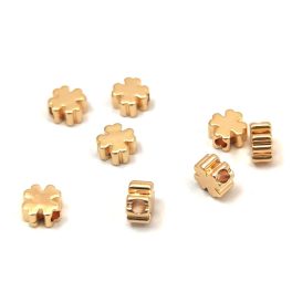 Metallic Bead - Shamrock - 18k gold coated - 5x3mm