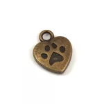 Medál - Szív - antik sárgaréz színű - 13x10mm