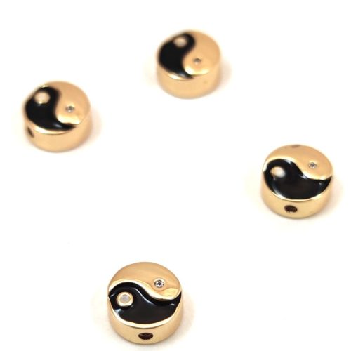 Fém medál - Yin-Yang - fémötvözet 18k arany bevonattal - 8x4mm