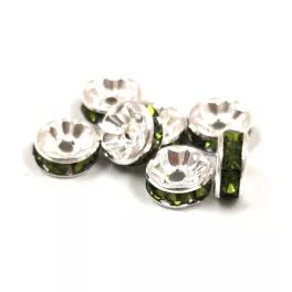 Strass Rondelle - Olivine Silver Colour - 8mm