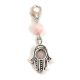 Hamza pendant with 6mm Rose quartz round beads and lobster clasp - 40mm