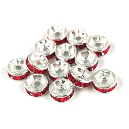 Rondelle Silver Colour - Light Siam - 6mm