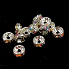 Rondelle Silver Colour - Crystal ab - 6mm