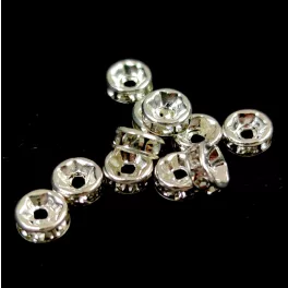 Rondelle Silver Colour - Crystal Stone - 6mm