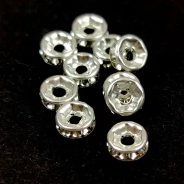 Rondelle Silver Colour - Crystal - 6mm