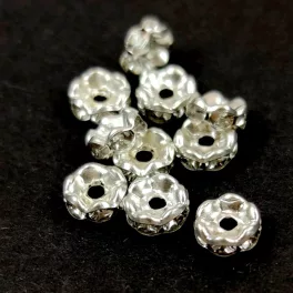 Rondelle Silver Colour - Crystal - 6mm