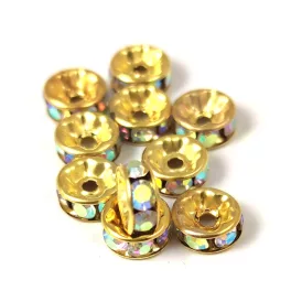 Rondelle Gold Colour - Crystal AB - 8mm