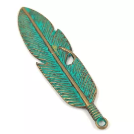 Medál - toll - zöld patina bronz színű - 60x15mm