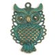 Pendant - Owl - Green Tarnish Bronz Colour - 46x32mm